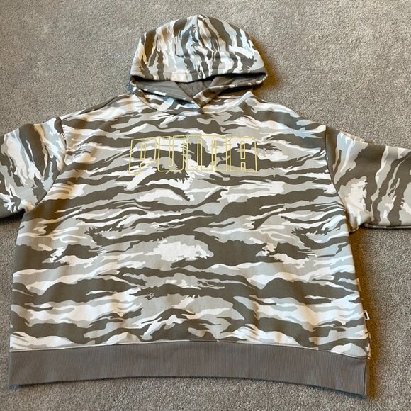 Puma Hoodie Womens XL Gray White Gold Camo Pullover Spellout Sweatshirt Cotton - Picture 9 of 13